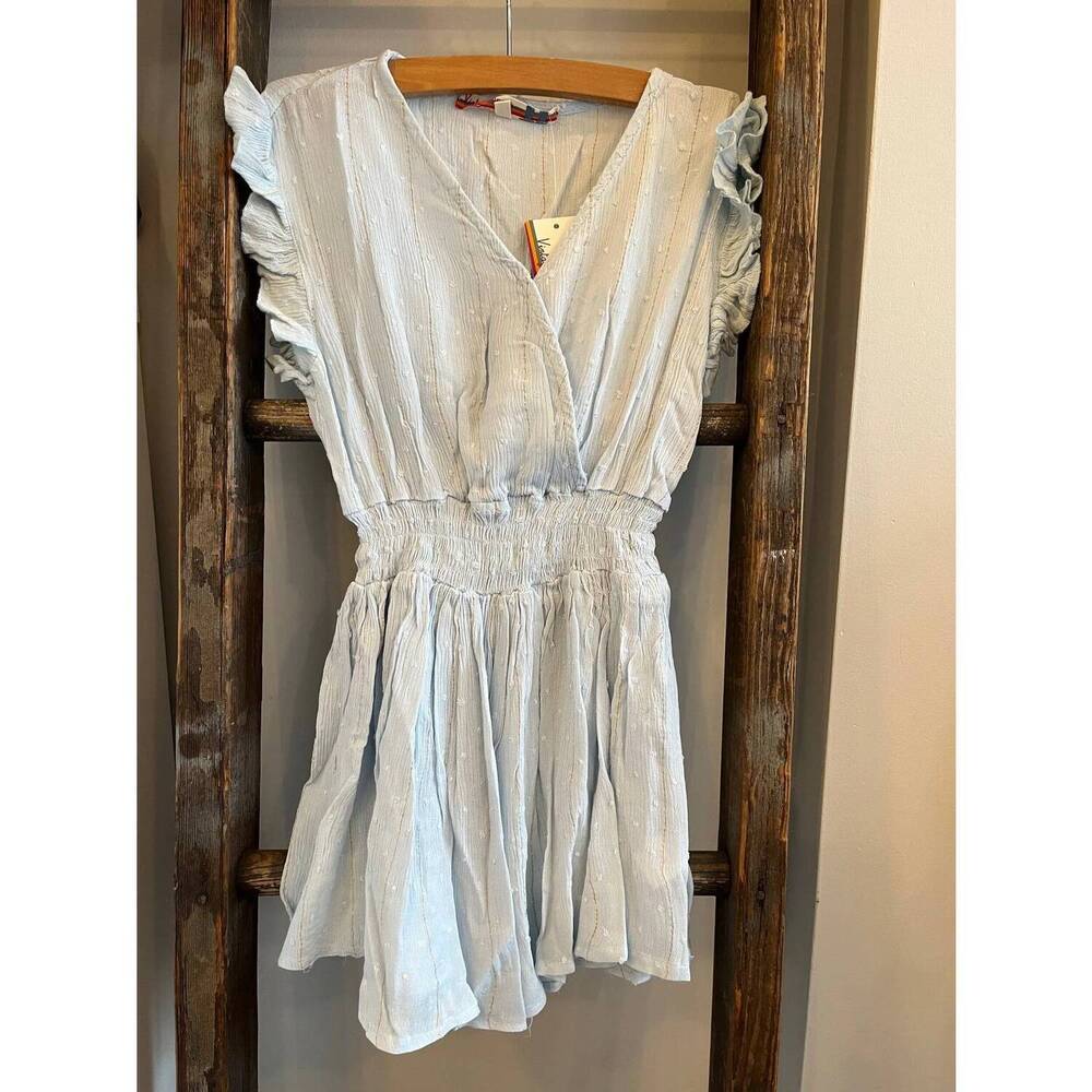 NEW VINTAGE HAVANA kids wrap front dress in light blue